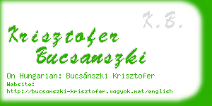 krisztofer bucsanszki business card